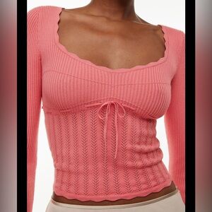 Aritzia soloist Pink Ribbed Knit Top long sleeve for the spring
